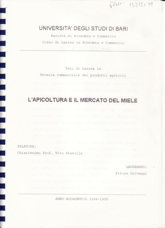 tesi "l´apicoltura e il mercato del miele"